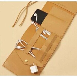 Glass Ladder & Co Katherine Tech Cord Organizer Travel Roll Honey Vegan Leather